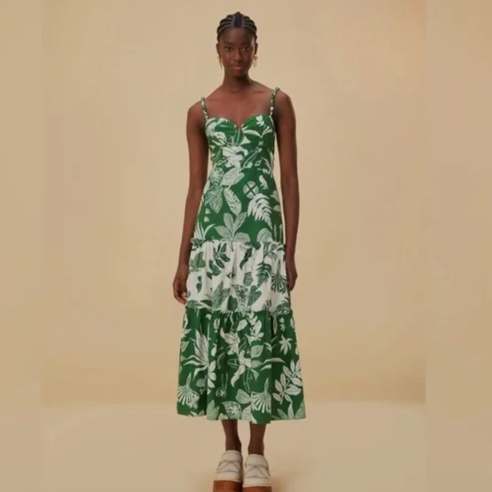 NWT Farm Rio Forest Soul Mix Midi Dress, Size L